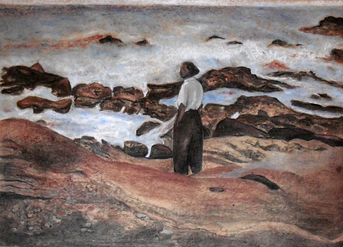 ‘Mann am Meer 1‘ 2010 Pastellkreide auf Papier 40x50