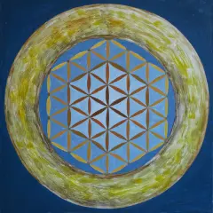 14 Blume des Lebens 2026 Acrylfarbe Edelsteinpigmente auf Leinwand 60x60