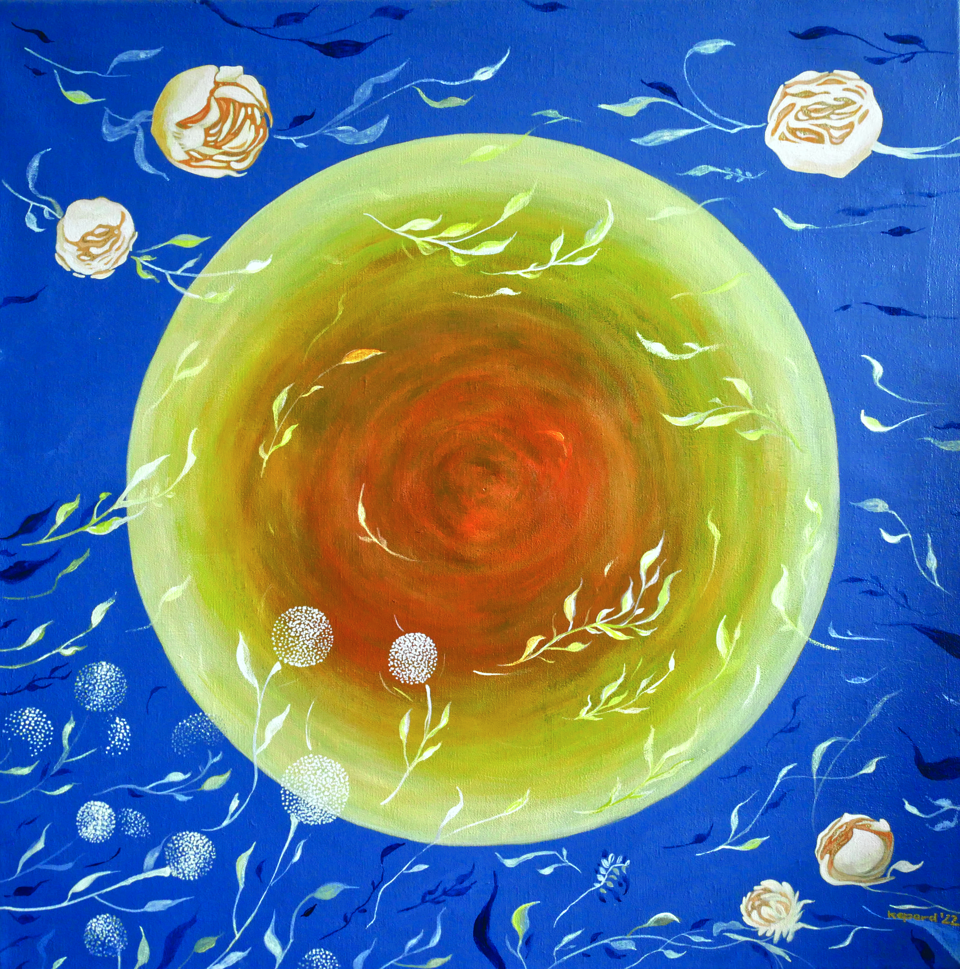 10 Helios 2022 Acrylfarbe Edelsteinpigmente auf Leinwand 60 x 60