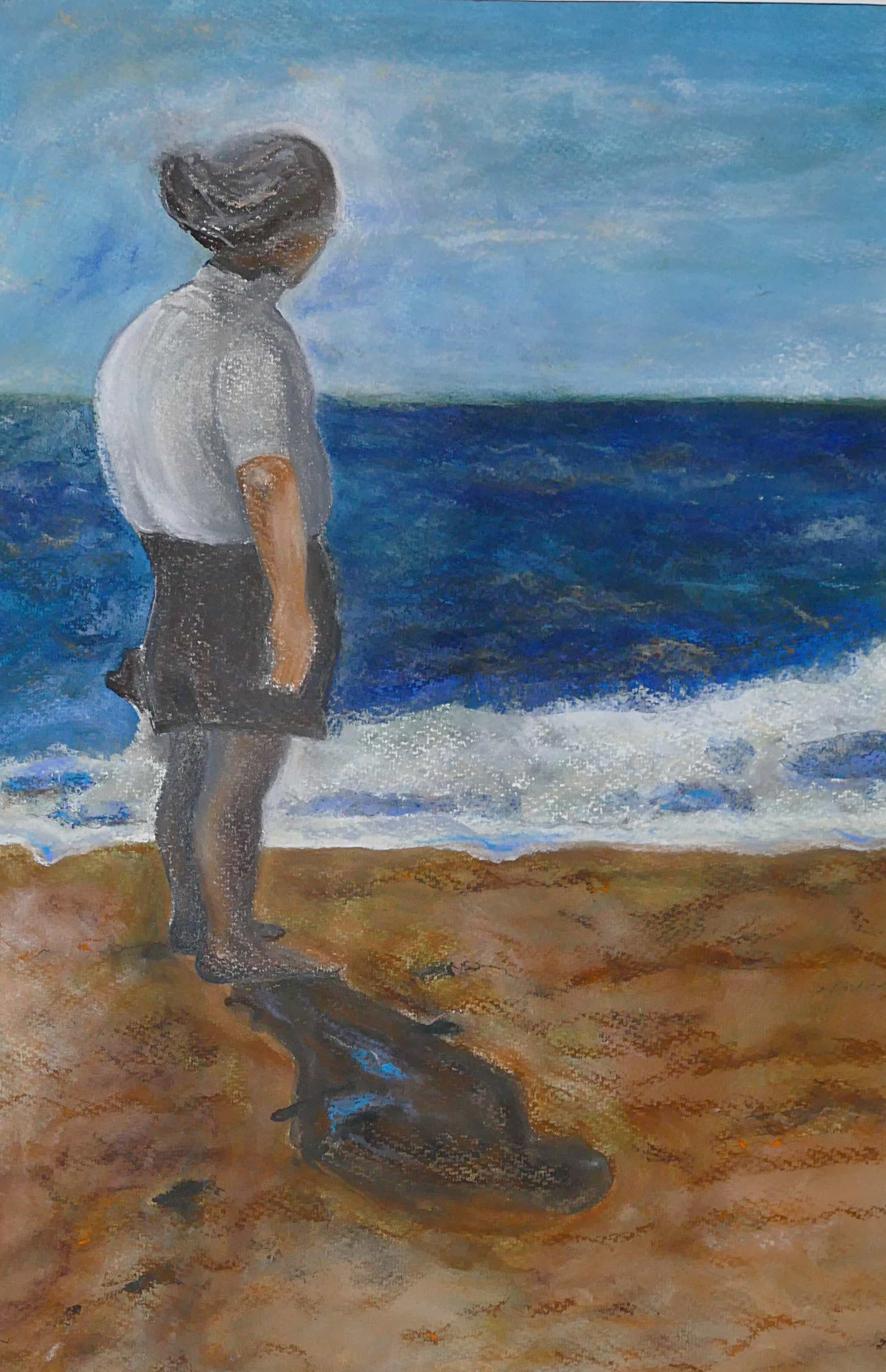11 Mann am Meer 7 2011 Acrylfarbe Pastellkreide auf Papier 35X55