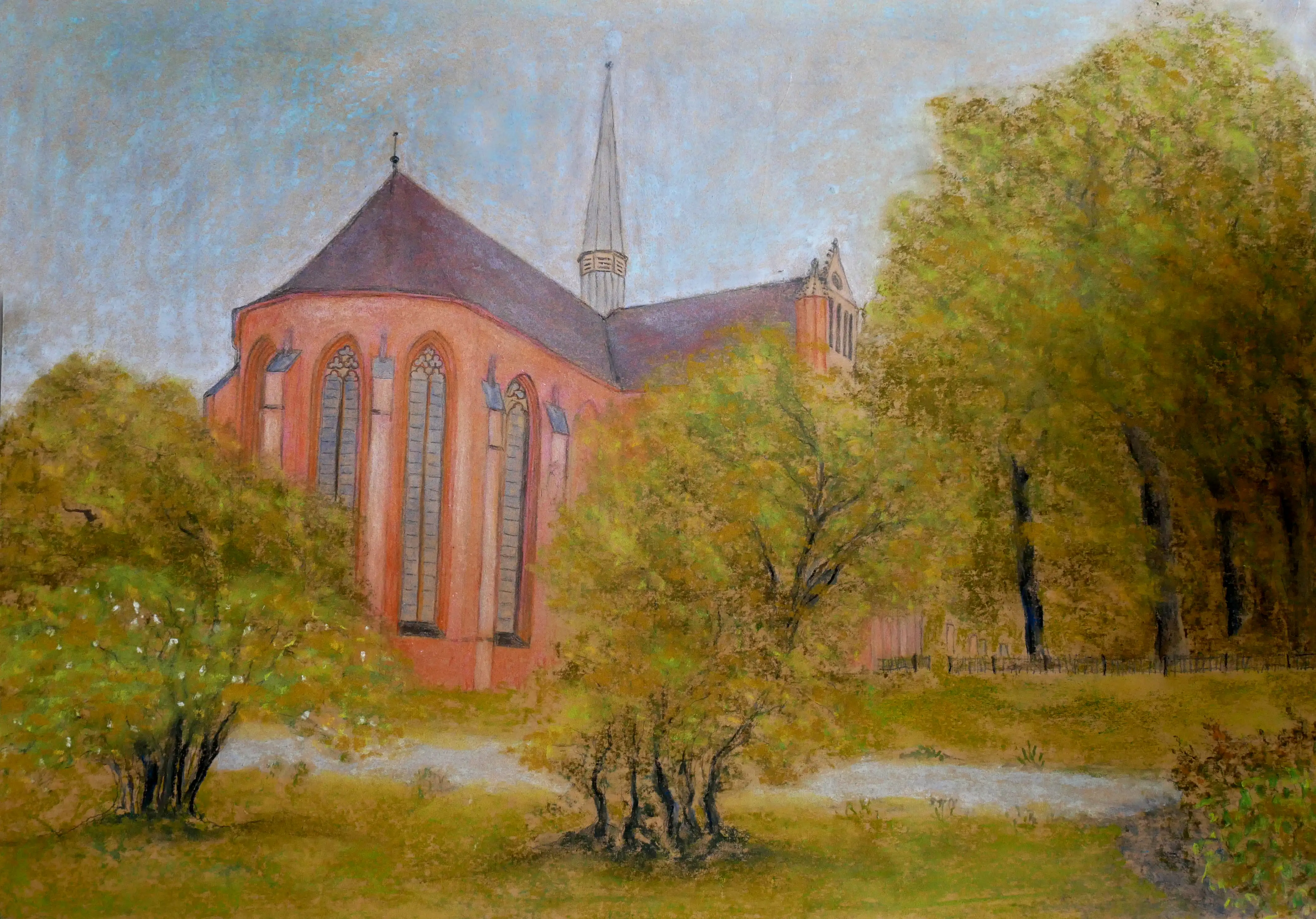 24 Kloster Chorin Ostseite Pastellkreide auf Papier 41,5x59