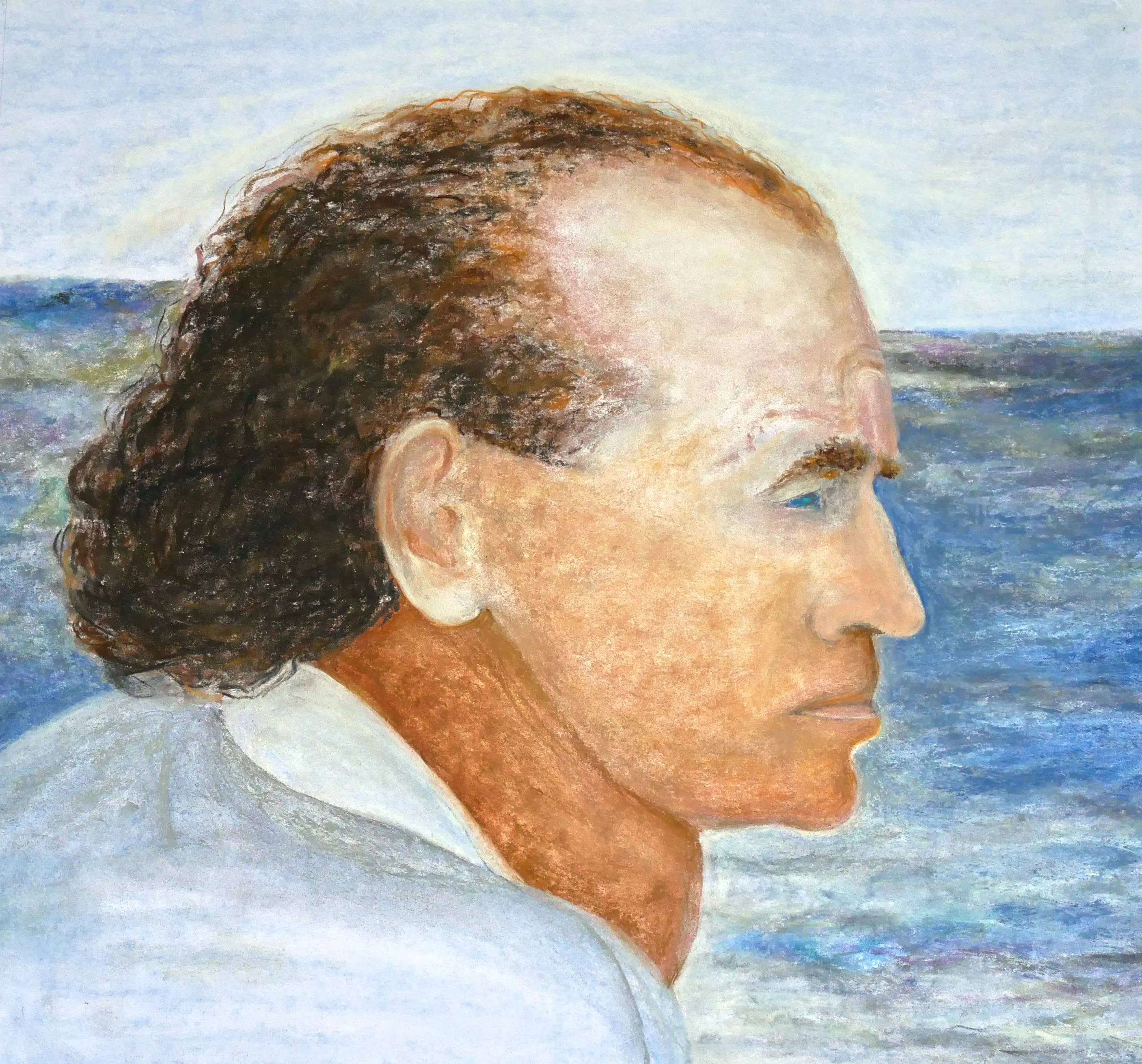 29_Mann_am Meer_10_2025_Pastellkreide_auf Papier_42x42