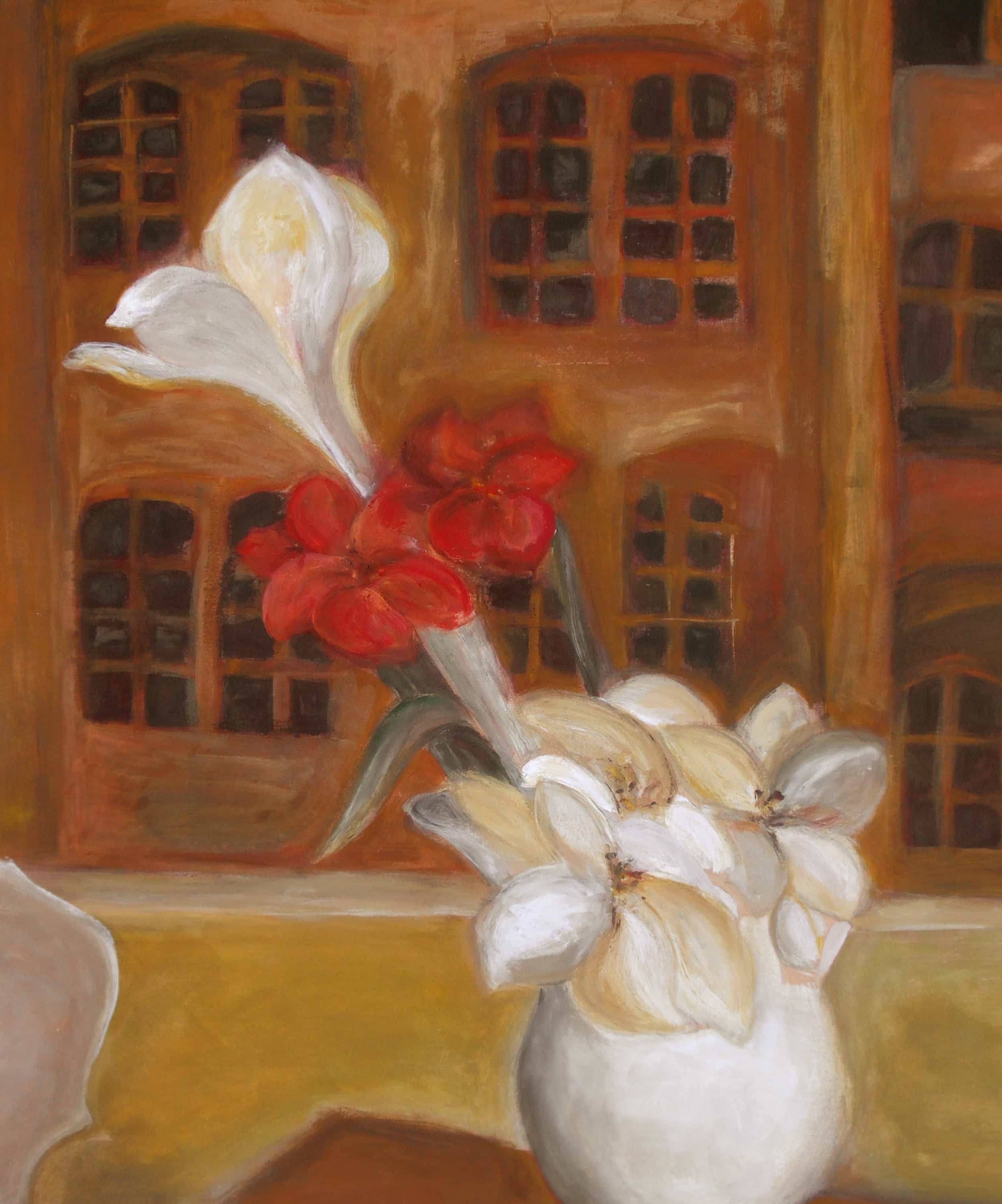 01 Amaryllis am Fenster 1998 Eitempera auf Papier 50x60